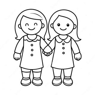 Two Bffs Holding Hands Coloring Page 8590-6848