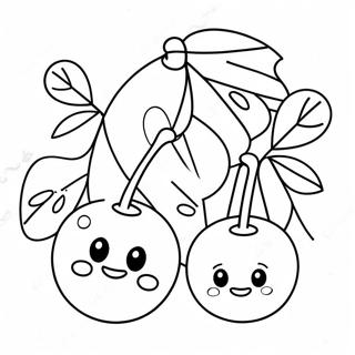 Cute Cherries With Faces Coloring Page 8771-7003