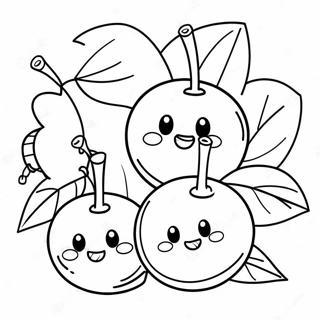 Cute Cherries With Faces Coloring Page 8771-7004