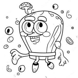 Happy Spongebob With Jellyfish Coloring Page 911-731