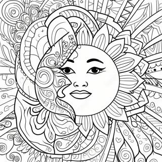 Bohemian Sun And Moon For Adults Coloring Pages