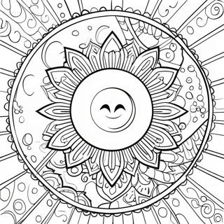 Bohemian Sun And Moon Mandala Coloring Page 9170-7304