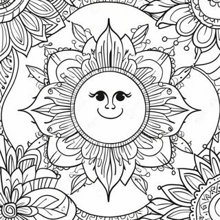 Bohemian Sun And Moon Mandala Coloring Page 9170-7393