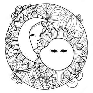 Bohemian Sun And Moon Mandala Coloring Page 9170-7394