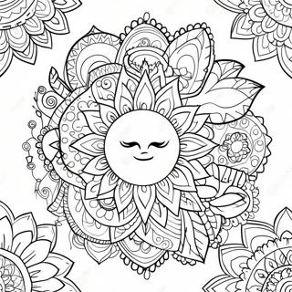 Bohemian Sun And Moon Mandala Coloring Page 9170-7395