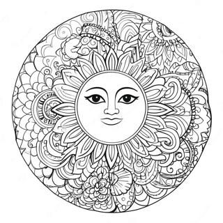 Bohemian Sun And Moon Mandala Coloring Page 9170-7396