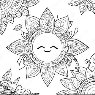 Intricate Bohemian Sun And Moon Coloring Page 9171-7390