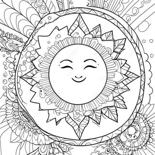 Intricate Bohemian Sun And Moon Coloring Page 9171-7391