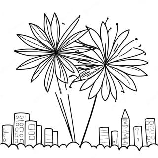 Colorful Fireworks In The Night Sky Coloring Page 9191-7316