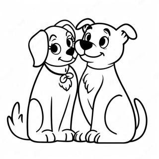 Cute Lady And Tramp Sitting Together Coloring Page 9251-7452