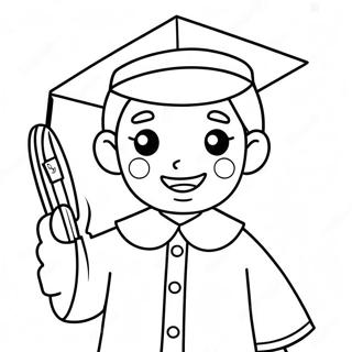 Cheerful Kindergarten Graduate Coloring Page 9281-7382