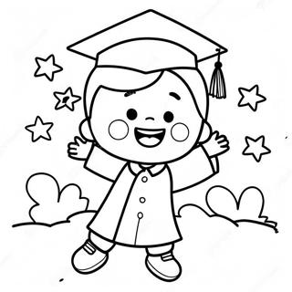 Cheerful Kindergarten Graduate Coloring Page 9281-7383