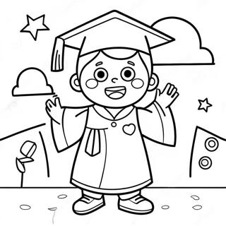 Cheerful Kindergarten Graduate Coloring Page 9281-7384