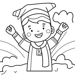 Cheerful Kindergarten Graduate Coloring Page 9281-7499