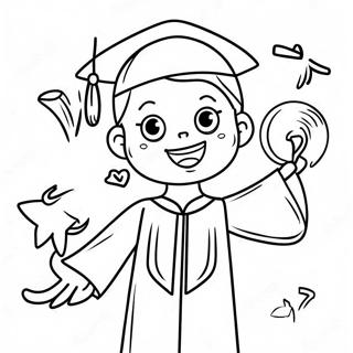 Cheerful Kindergarten Graduate Coloring Page 9281-7500
