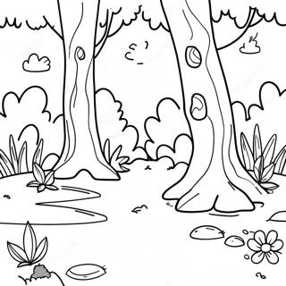 Colorful Forest Ecosystem Coloring Page 9291-7387