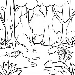 Colorful Forest Ecosystem Coloring Page 9291-7481