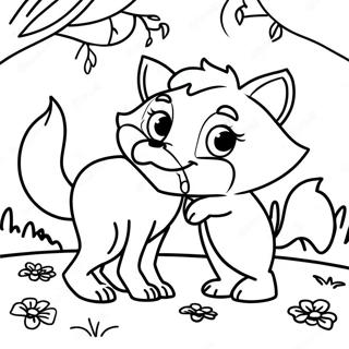 Playful Fox And Hound Friends Coloring Page 9311-7502