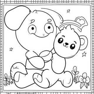 Cute Boy With Teddy Bear Valentine Coloring Page 9331-7520