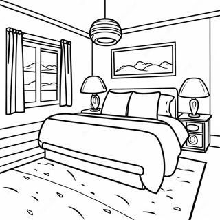 Cozy Bedroom Coloring Page 9340-7522