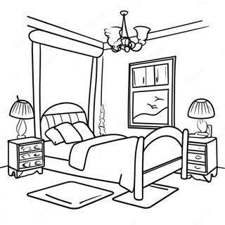 Cozy Bedroom Coloring Page 9340-7523