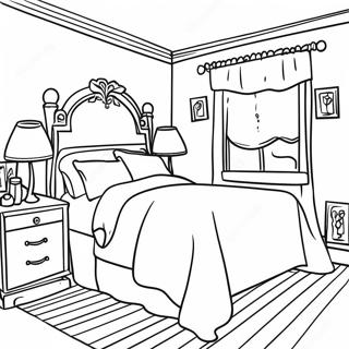 Cozy Bedroom Coloring Page 9340-7524