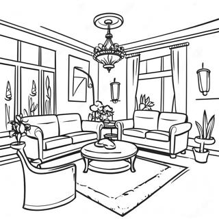 Bright Living Room Coloring Page 9341-7527