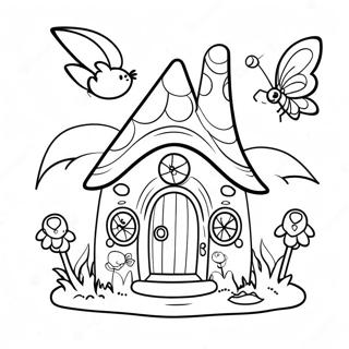 Whimsical Fairy House Coloring Page 9371-7561