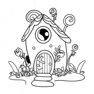 Whimsical Fairy House Coloring Page 9371-7562