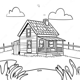 Charming Little House On The Prairie Scene Coloring Page 9461-7617