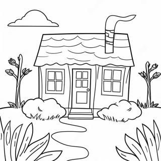 Charming Little House On The Prairie Scene Coloring Page 9461-7618