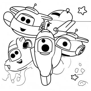 Colorful Super Wings Characters Coloring Page 9491-7650