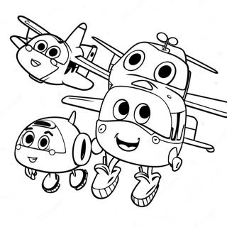 Colorful Super Wings Characters Coloring Page 9491-7652