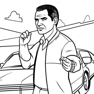 Gta Character In Action Coloring Page 9581-7717