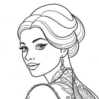 Elegant Coquette Girl Coloring Page 9711-7814