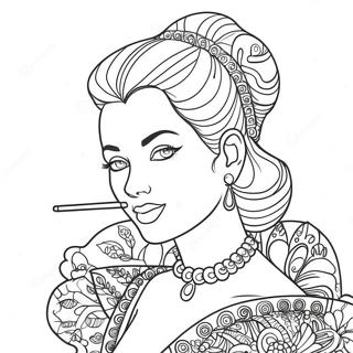 Elegant Coquette Girl Coloring Page 9711-7816