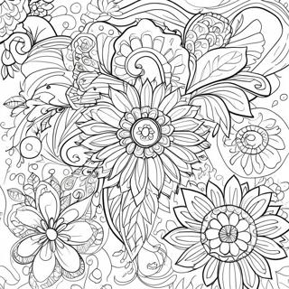 Trendy Floral Patterns Coloring Page 9850-7924