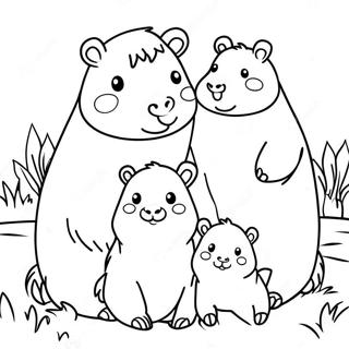 Niedliche Capybara-Familie Ausmalbild 9961-8019